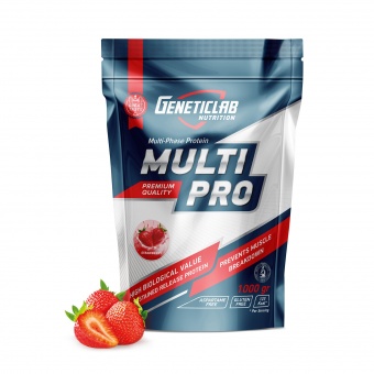 Multi Pro (мультикомпонент. протеин/ клубника ) 1кг /Geneticlab